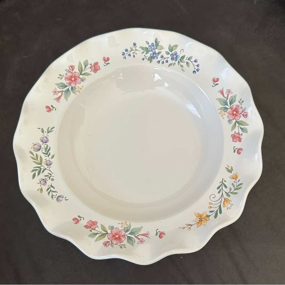 Discontinued Pfaltzgraff Meadow Lane Fluted Ruffled Rim 9” Soup Bowl